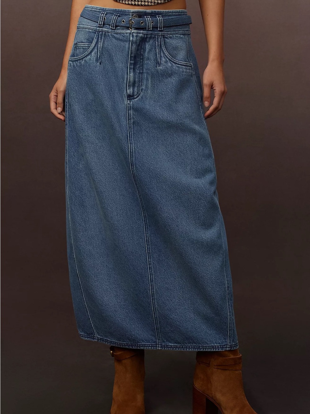 Pilcro Barrel Denim Midi Skirt
